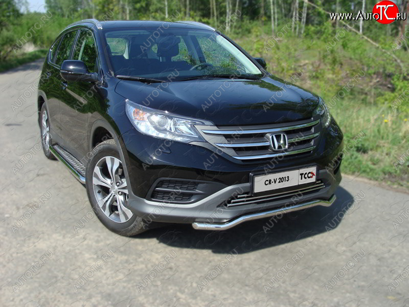 1 000 000 р. Защита переднего бампера кенгурин короткий d42,4 мм ТСС Тюнинг  Honda CR-V  RM1,RM3,RM4 (2012-2015) дорестайлинг (нержавейка)  с доставкой в г. Пермь