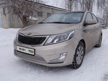 Вставка переднего бампера (треугольник) ТСС Тюнинг KIA Rio  3 QB (2011-2015) дорестайлинг седан, дорестайлингхэтчбек5дв. (лист)