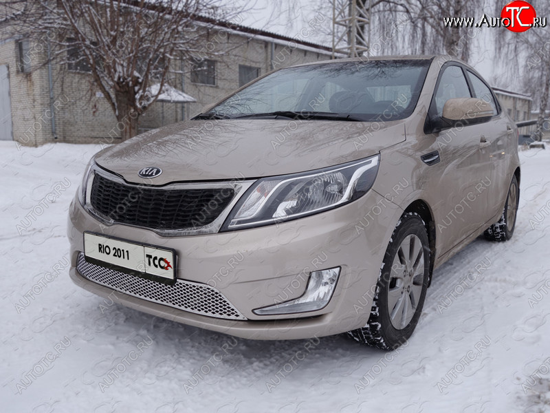 1 000 000 р. Вставка переднего бампера (треугольник) ТСС Тюнинг KIA Rio 3 QB дорестайлингхэтчбек5дв. (2011-2015) (лист)  с доставкой в г. Пермь