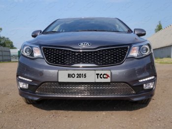 Вставка переднего бампера ТСС Тюнинг KIA Rio  3 QB (2015-2017) рестайлинг седан, рестайлингхэтчбек5дв. (лист)