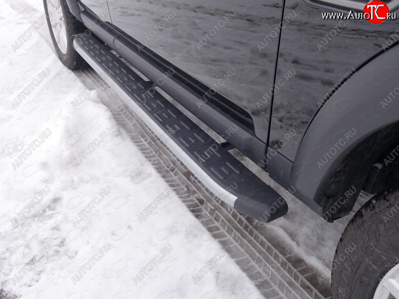 21 349 р. Пороги алюминиевые с пластиковой накладкой, ТСС Тюнинг  Land Rover Discovery  4 L319 (2009-2016) (карбон серебро)  с доставкой в г. Пермь