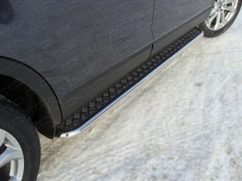  Пороги с площадкой 42,4 мм ТСС Тюнинг Mazda CX-9  TB (2012-2015) 2-ой рестайлинг (серые)