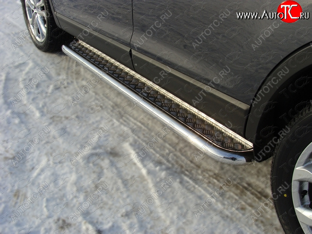 1 000 000 р. Пороги с площадкой 60,3 мм ТСС Тюнинг  Mazda CX-9  TB (2012-2015) 2-ой рестайлинг (серые)  с доставкой в г. Пермь