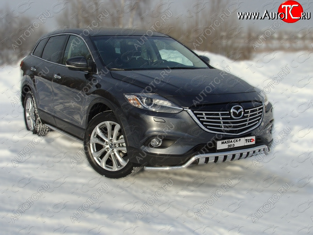 1 000 000 р. Защита переднего бампера нижняя с вставкой 42,4 мм ТСС Тюнинг  Mazda CX-9 ( TB,  TC) (2012-2025) 2-ой рестайлинг, дорестайлинг (нержавейка)  с доставкой в г. Пермь