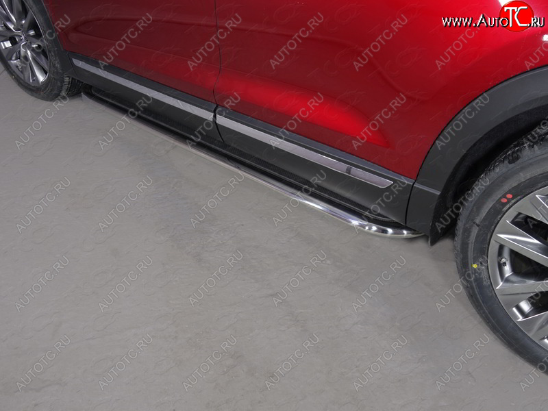 1 000 000 р. Пороги с площадкой 75х42 мм ТСС Тюнинг  Mazda CX-9  TB (2012-2015) 2-ой рестайлинг (серые)  с доставкой в г. Пермь