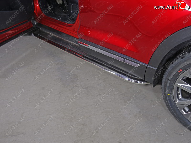 1 000 000 р. Пороги с площадкой 75х42 мм ТСС Тюнинг  Mazda CX-9  TB (2012-2015) 2-ой рестайлинг (нержавейка)  с доставкой в г. Пермь