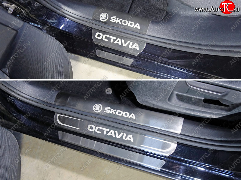 1 000 000 р. Накладки на пороги внешние ТСС Тюнинг Skoda Octavia A7 дорестайлинг универсал (2012-2017) (Лист шлифованный)  с доставкой в г. Пермь