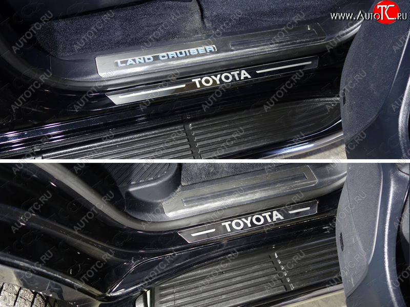 1 000 000 р. Накладки на пороги (4 шт) ТСС Тюнинг Toyota Land Cruiser 200 2-ой рестайлинг (2015-2021) (лист зеркальный надпись Toyota)  с доставкой в г. Пермь