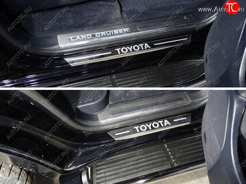 1 000 000 р. Накладки на пороги с гибом ТСС Тюнинг  Toyota Land Cruiser  200 (2015-2021) 2-ой рестайлинг (лист зеркальный надпись Toyota)  с доставкой в г. Пермь