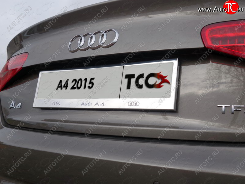 5 999 р. Рамка гос. номера ТСС Тюнинг Audi A4 B9 дорестайлинг,седан (2016-2020) (нержавейка)  с доставкой в г. Пермь