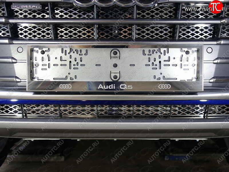 5 999 р. Рамка гос. номера ТСС Тюнинг  Audi Q7  4M (2015-2020) дорестайлинг (нержавейка)  с доставкой в г. Пермь
