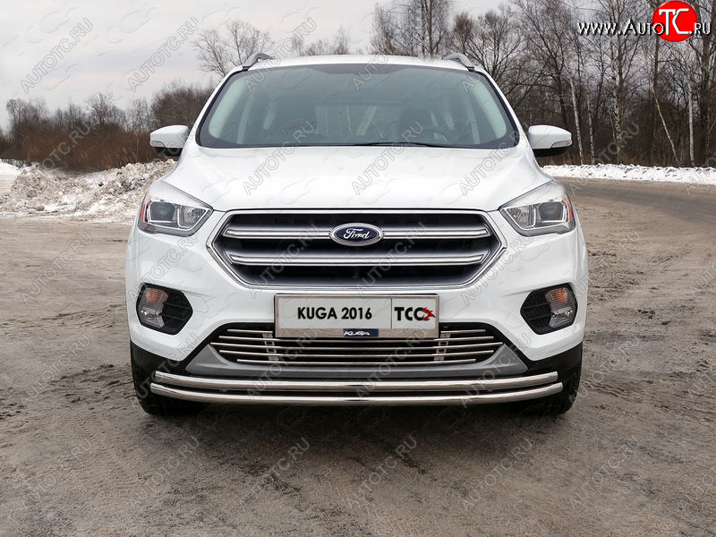 5 999 р. Рамка гос. номера ТСС Тюнинг Ford Kuga 2 рестайлинг (2016-2019) (нержавейка)  с доставкой в г. Пермь