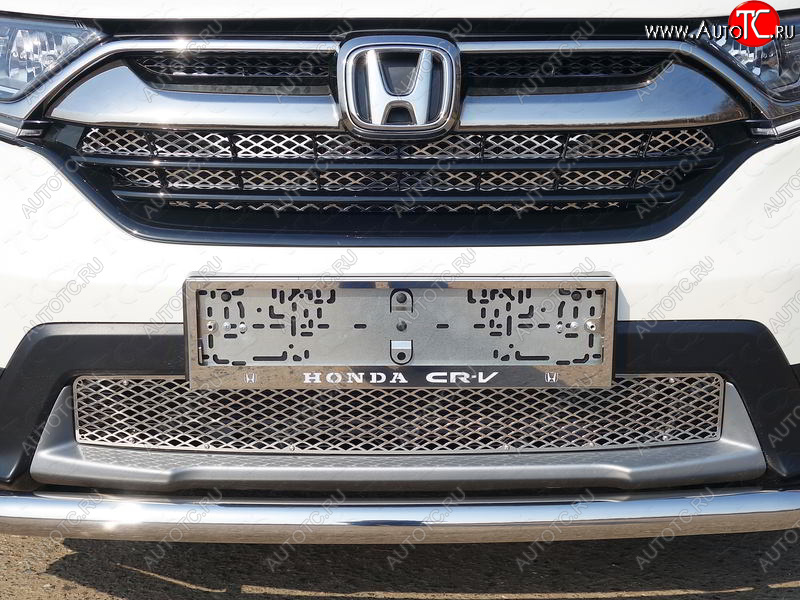 5 999 р. Рамка гос. номера ТСС Тюнинг Honda CR-V RW,RT дорестайлинг (2016-2020) (нержавейка)  с доставкой в г. Пермь