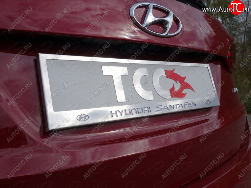 5 999 р. Рамка гос. номера ТСС Тюнинг Hyundai Santa Fe TM дорестайлинг (2018-2021) (нержавейка)  с доставкой в г. Пермь