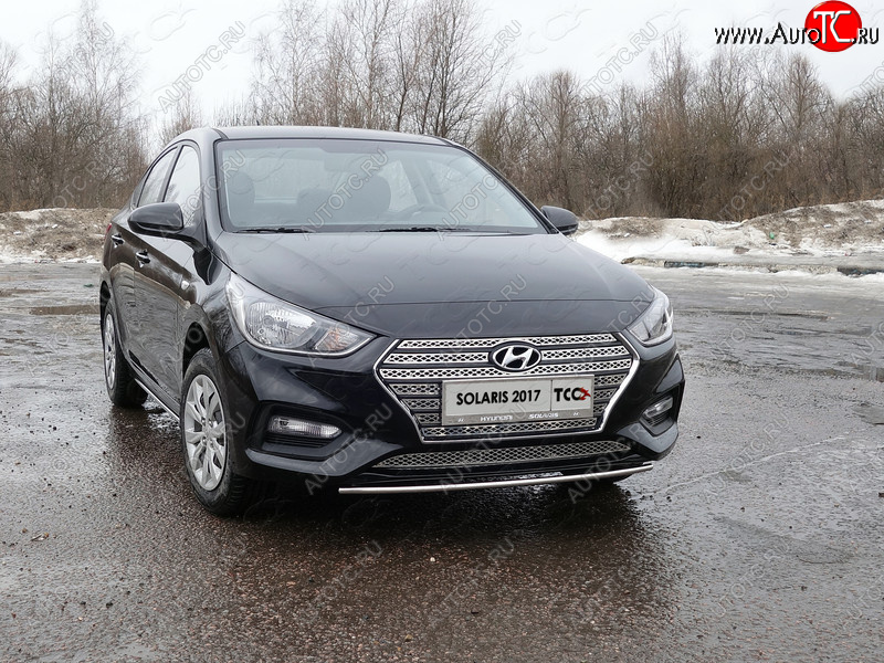 5 999 р. Рамка гос. номера ТСС Тюнинг Hyundai Solaris HCR седан дорестайлинг (2017-2020) (нержавейка)  с доставкой в г. Пермь