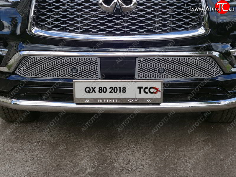 5 999 р. Рамка гос. номера ТСС Тюнинг  INFINITI QX80  Z62 (2018-2024) 2-ой рестайлинг (нержавейка)  с доставкой в г. Пермь