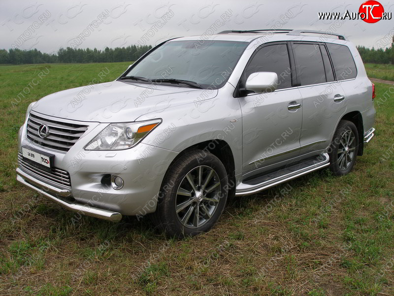 1 000 000 р. Защита порогов алюминий 42,4 мм, ТСС Тюнинг Lexus LX570 J200 дорестайлинг (2007-2012)  с доставкой в г. Пермь