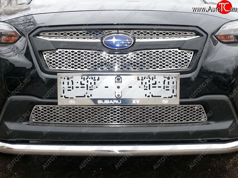 5 999 р. Рамка гос. номера ТСС Тюнинг  Subaru XV  GT/G24 (2017-2021) дорестайлинг (нержавейка)  с доставкой в г. Пермь