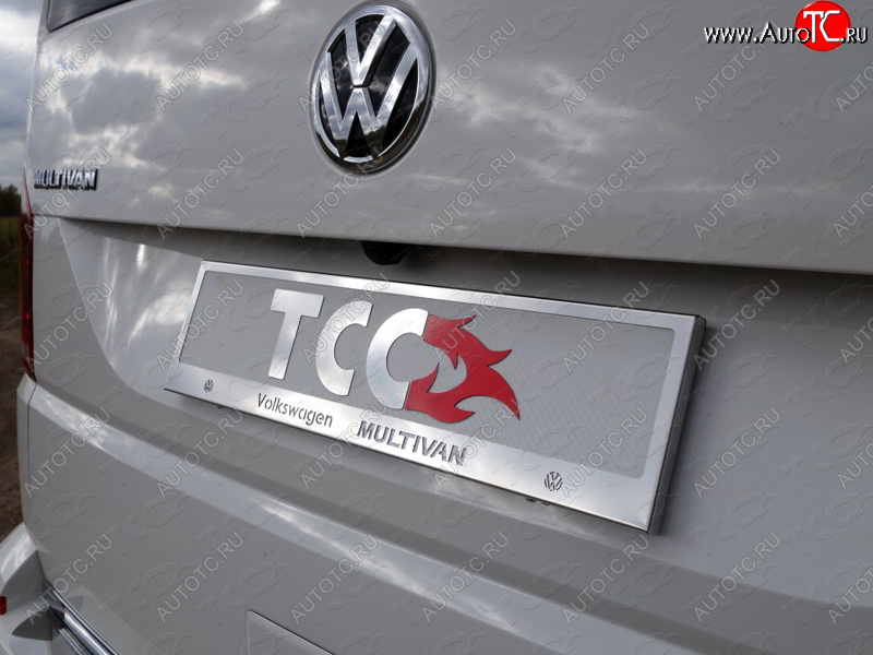 5 999 р. Рамка гос. номера ТСС Тюнинг Volkswagen Multivan T6 дорестайлинг (2016-2019) (нержавейка)  с доставкой в г. Пермь