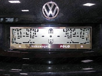 Рамка гос. номера ТСС Тюнинг Volkswagen Polo 5 седан рестайлинг (2015-2020) (нержавейка)