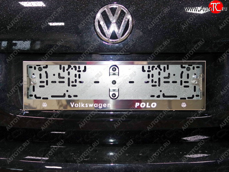 5 999 р. Рамка гос. номера ТСС Тюнинг Volkswagen Polo 5 седан рестайлинг (2015-2020) (нержавейка)  с доставкой в г. Пермь