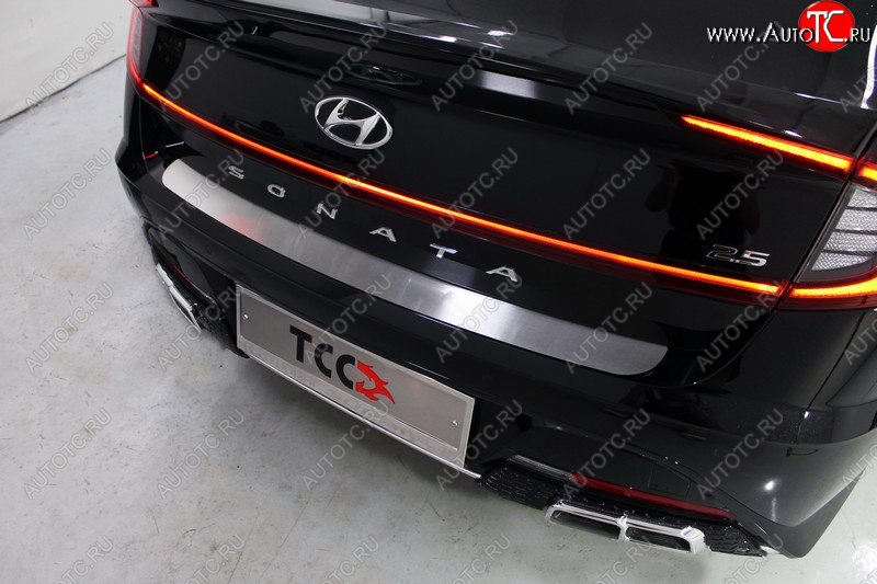 2 059 р. Накладка на задний бампер ТСС Тюнинг  Hyundai Sonata  DN8 (2019-2022) (Лист шлифованный)  с доставкой в г. Пермь