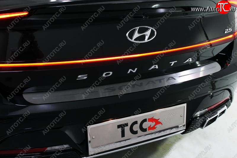 1 000 000 р. Накладка на задний бампер ТСС Тюнинг  Hyundai Solaris  HCR (2020-2022) седан рестайлинг (Лист шлифованный, надпись Hyundai)  с доставкой в г. Пермь
