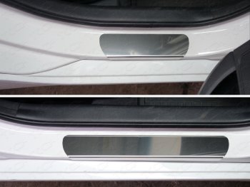 Накладки на пороги ТСС Тюнинг Hyundai I40 1 VF дорестайлинг седан (2011-2015) (Лист зеркальный)
