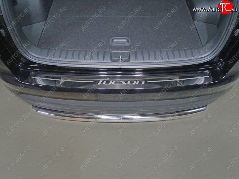 1 000 000 р. Накладка на задний бампер ТСС Тюнинг  Hyundai Tucson  TL (2018-2021) рестайлинг (Лист зеркальный, надпись Tucson)  с доставкой в г. Пермь