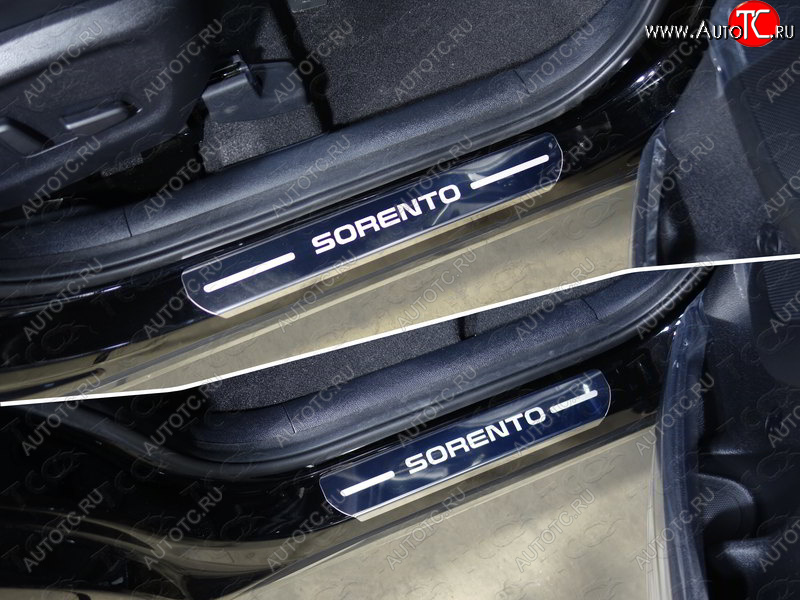 1 000 000 р. Накладки на пороги ТСС Тюнинг  KIA Sorento  UM/Prime (2018-2020) рестайлинг (лист зеркальный надпись Sorento)  с доставкой в г. Пермь