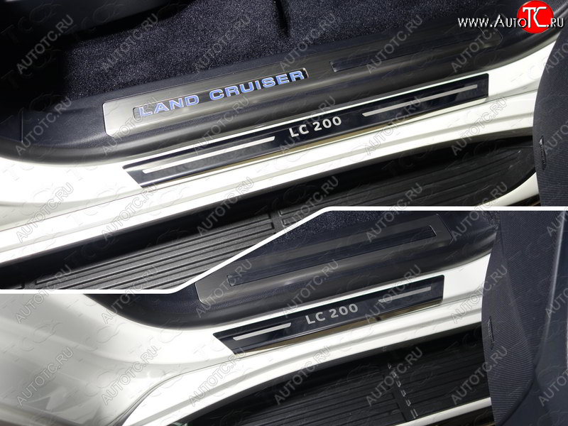 1 000 000 р. Накладки на пороги с гибом (4шт) ТСС Тюнинг  Toyota Land Cruiser  200 (2015-2021) 2-ой рестайлинг (лист зеркальный надпись LC 200)  с доставкой в г. Пермь