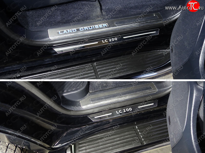 1 000 000 р. Накладки на пороги (4 шт) ТСС Тюнинг Toyota Land Cruiser 200 2-ой рестайлинг (2015-2021) (лист зеркальный надпись LC 200)  с доставкой в г. Пермь