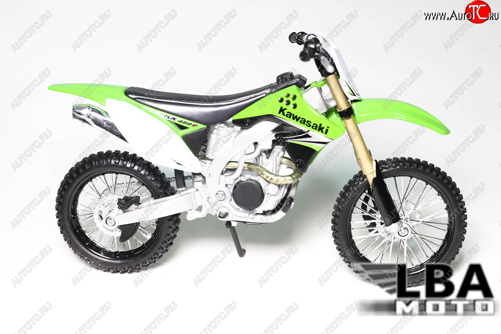 1 599 р. Модель мотоцикла Kawasaki KX-450F Зеленого цвета масштаб 112  пм-00004981  с доставкой в г. Пермь