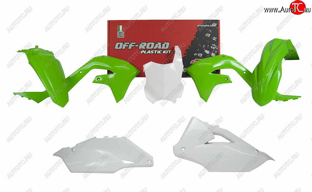 12 749 р. Комплект пластика R-Tech Kawasaki KX450F 19-20 (R-KITKXF-OEM-599) зеленыйбелый  r-kitkxf-oem-599  с доставкой в г. Пермь