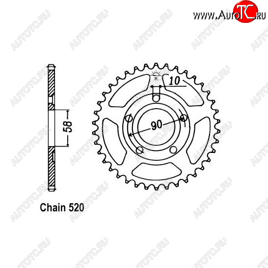 1 599 р. Звезда задняя ведомая Afam 10215 38 Зубов ( JTR604 38 )  пм-00017502  с доставкой в г. Пермь