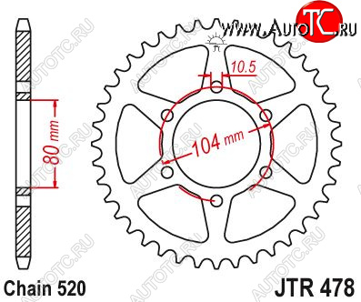 3 439 р. Звезда цепного привода JTR478 43  jtr478.43  с доставкой в г. Пермь