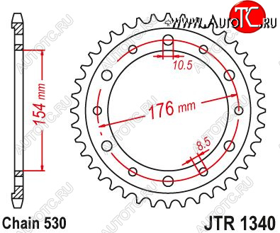4 249 р. Звезда цепного привода JTR1340 43  jtr1340.43  с доставкой в г. Пермь