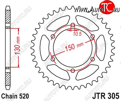 3 959 р. Звезда цепного привода JTR305 46  jtr305.46  с доставкой в г. Пермь