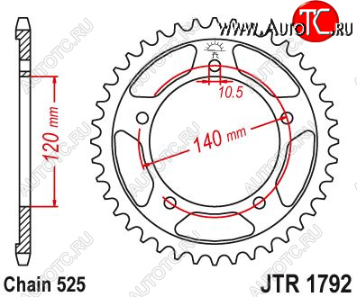 3 879 р. Звезда цепного привода JTR1792 42  jtr1792.42  с доставкой в г. Пермь
