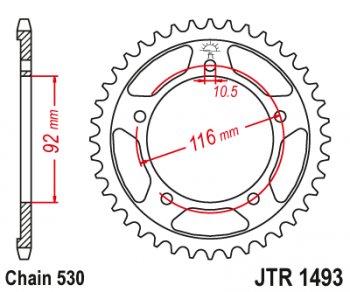 4 029 р. Звезда цепного привода JTR1493.42  jtr1493.42  с доставкой в г. Пермь. Увеличить фотографию 1