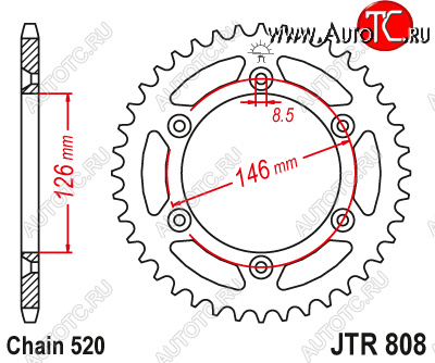 4 129 р. Звезда цепного привода JTR808.51SC  jtr808.51sc  с доставкой в г. Пермь