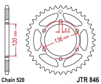 3 539 р. Звезда цепного привода JTR846.45  jtr846.45  с доставкой в г. Пермь. Увеличить фотографию 1