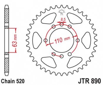2 989 р. Звезда цепного привода JTR890 45ZBK  jtr890.45zbk  с доставкой в г. Пермь. Увеличить фотографию 1
