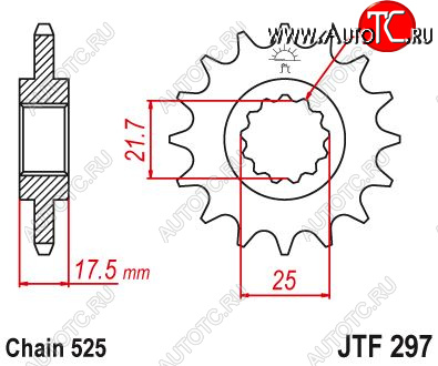 2 099 р. Звезда цепного привода JTF297 14  jtf297.14  с доставкой в г. Пермь