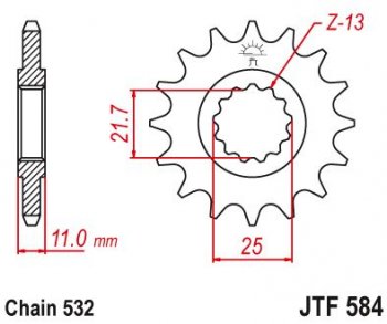 1 599 р. Звезда цепного привода JTF584 16  jtf584.16  с доставкой в г. Пермь. Увеличить фотографию 1