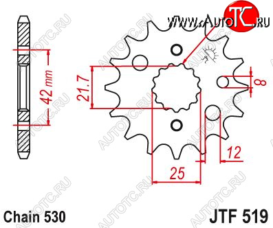 1 319 р. Звезда цепного привода JTF519 16  jtf519.16  с доставкой в г. Пермь