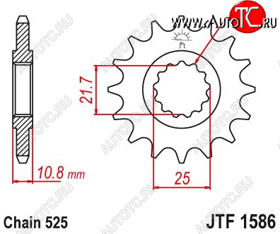 1 879 р. Звезда цепного привода JTF1586 16  jtf1586.16  с доставкой в г. Пермь