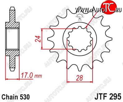 2 179 р. Звезда цепного привода JTF295 15  jtf295.15  с доставкой в г. Пермь