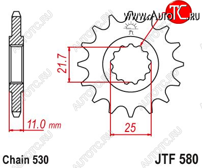 1 869 р. Звезда цепного привода JTF580 16  jtf580.16  с доставкой в г. Пермь