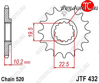 1 889 р. Звезда цепного привода JTF432 14sc  jtf432.14sc  с доставкой в г. Пермь